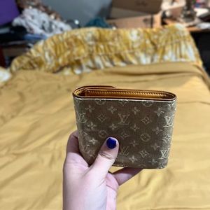 LV Beige Denim Compact Wallet